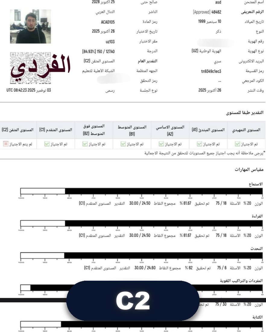 at-Tanall sertifikati · C2