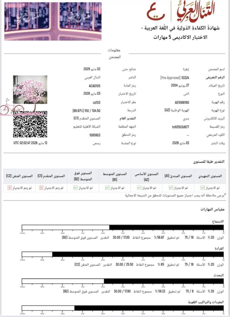 at-Tanall sertifikati · C1