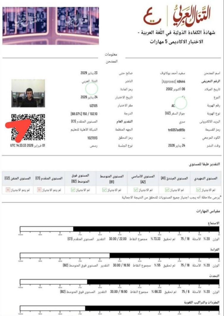 at-Tanall sertifikati · C1
