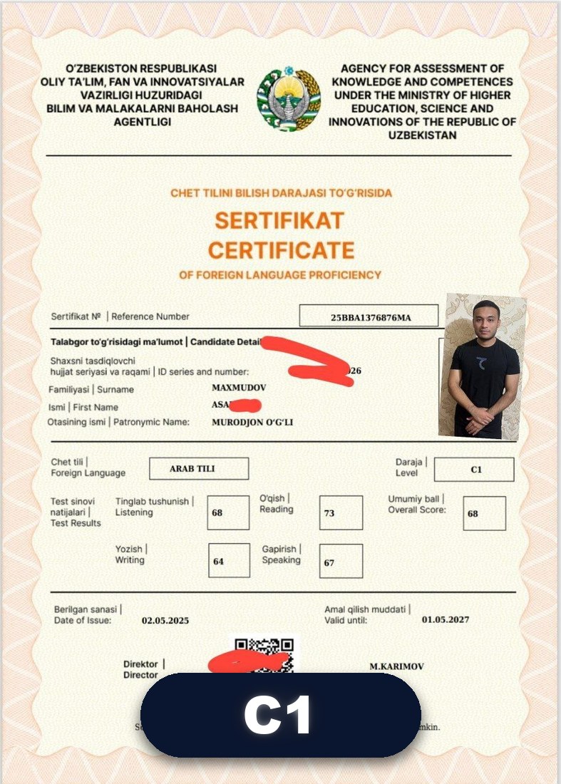 at-Tanall sertifikati · C1