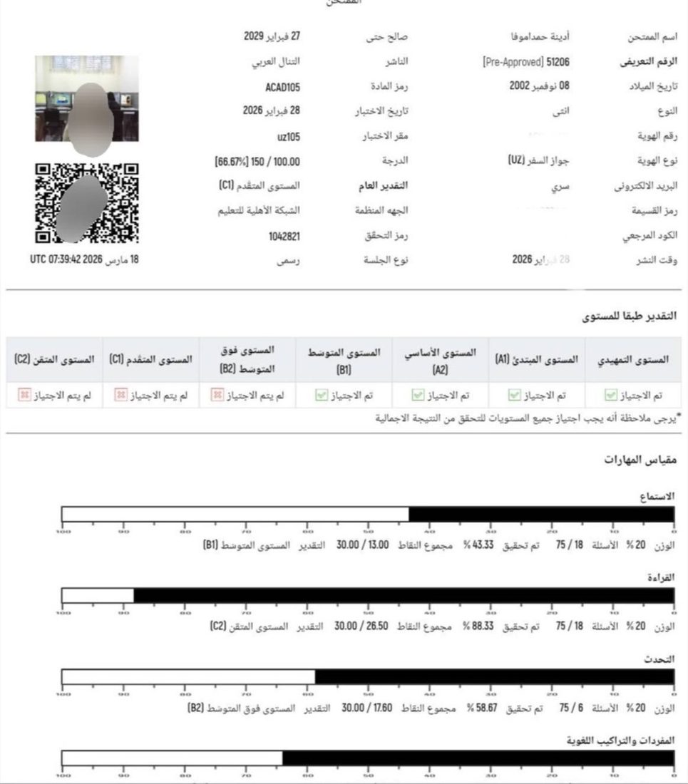 at-Tanall sertifikati · C1