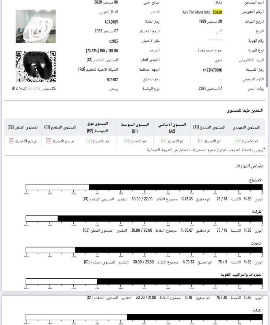 at-Tanall sertifikati · C1