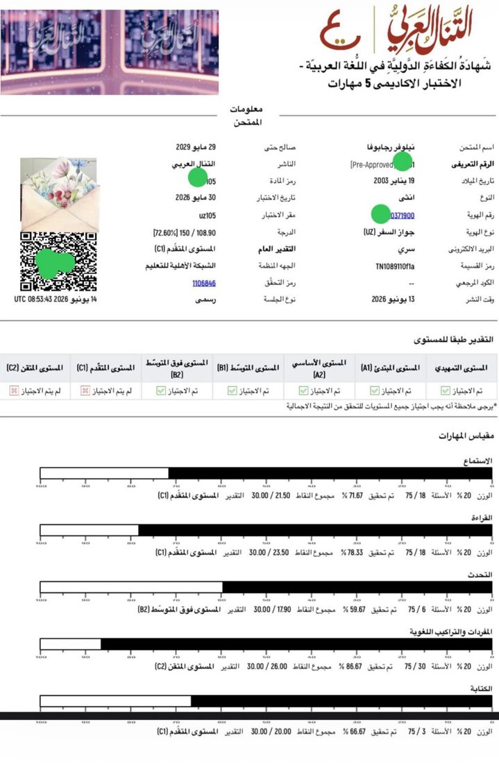 at-Tanall sertifikati &middot; C1